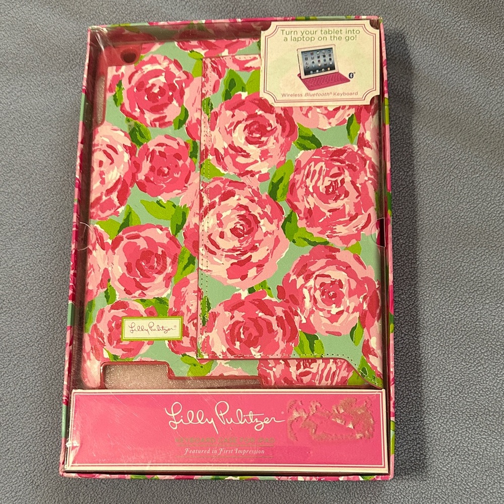 Lilly Pulitzer Pink and Green Floral Tablet Folio